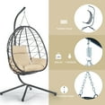 thumbnail image 5 of PAPROOS 2PCS Wicker Egg Chair, Indoor Outdoor Swing Chair with Stand and Removable Cushion, All-Weather Rattan Hanging Basket Chair Hammock Chair for Patio Balcony Porch Garden, Beige, 5 of 10