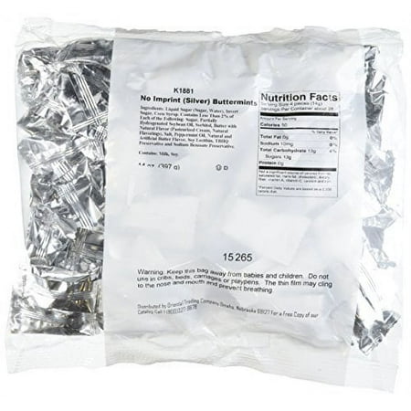 classic buttermint candy (bulk set of 104 individually wrapped mints) great for parties, weddings, grand events and businesses, silver