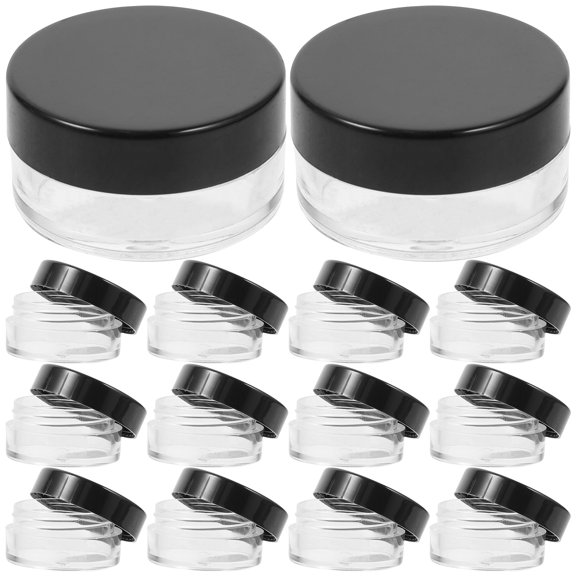 OUNONA 20- Round Cream Jars with Lids, Empty Cosmetic Containers for Travel, Black Swabs Included