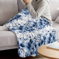 thumbnail image 3 of Blue Floral Blanket Soft Cozy Warm Throw Blanket for Couch, Plush Fuzzy Flannel Fleece Blankets for Sofa, Vintage Farmhouse Garden Flower Leaves Bed Blankets Lightweight Gifts for Women, 40"x50", 3 of 9