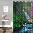 thumbnail image 2 of Orinice Forest Waterfall Shower Curtain Green Nature Rainforest Tree Forest Pink Flower Jungle Plant Landscape Summer Landscape Bathroom Fabric Decoration 36x72, 2 of 7