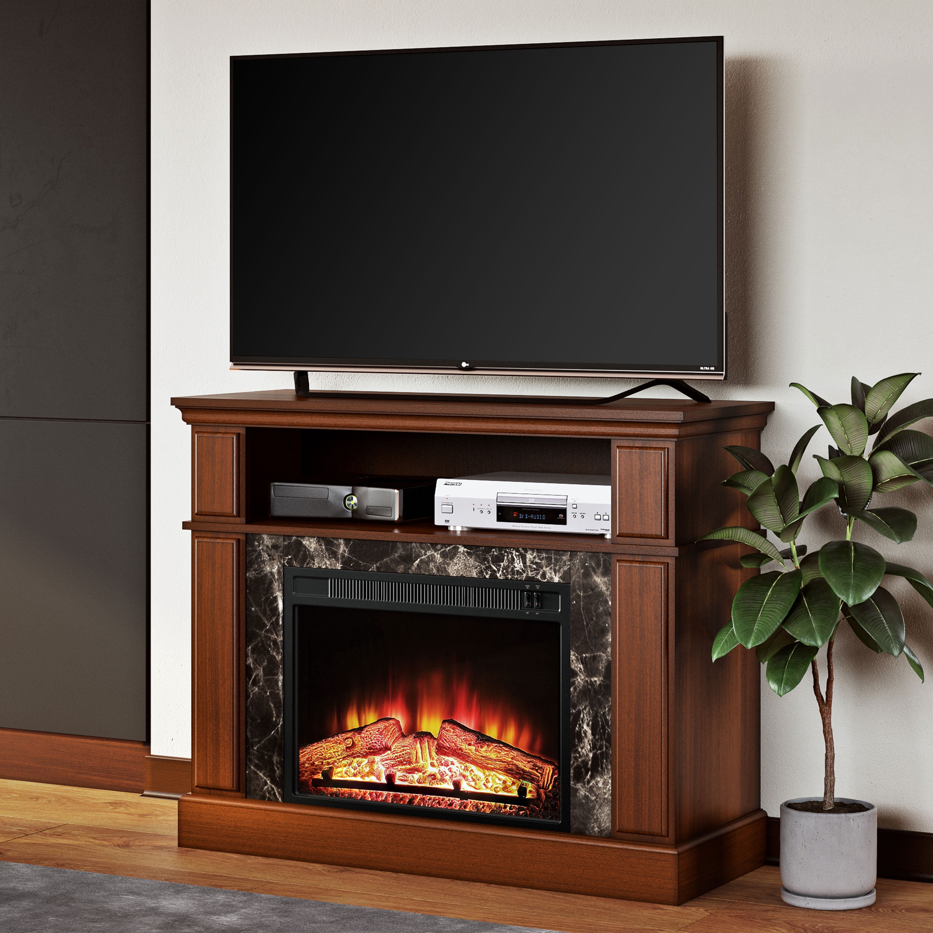 Mainstays Loring Media Fireplace For, Media Consoles With Fireplace Inserts