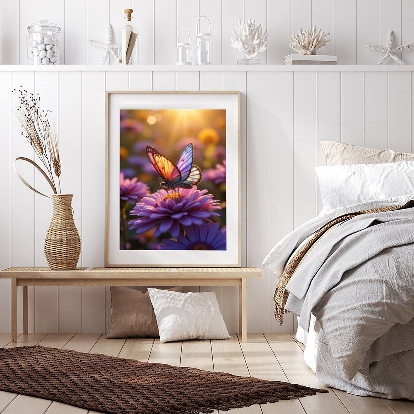 Diamond Art Kits for Adults - 5d Butterfly Sunset Flower Bloom Diamond Painting for Adults, Diamond Art for Adults Beginners, Diamond Painting Kits for Adults for Home Wall Decor