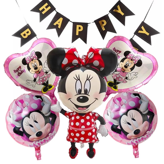 7PCS Birthday Party Balloons 45 Inch Large Size Mini Mouse Balloon Happy Birthday Banner Miky Balloons
