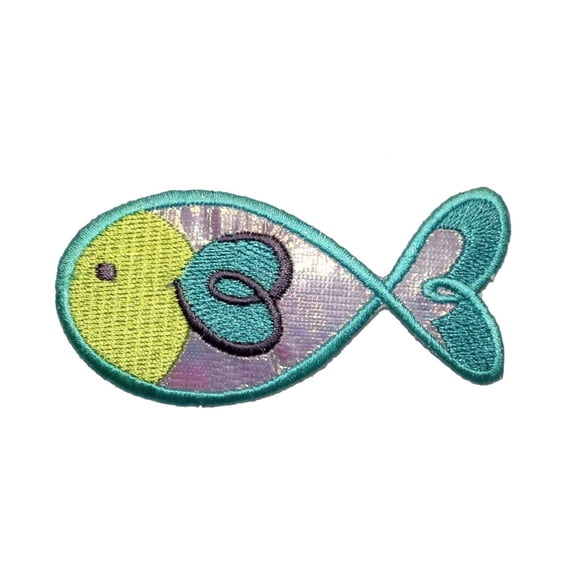 ID 0264 Shiny Guppy Fish Symbol Patch Tropical Aquarium Iron On Applique
