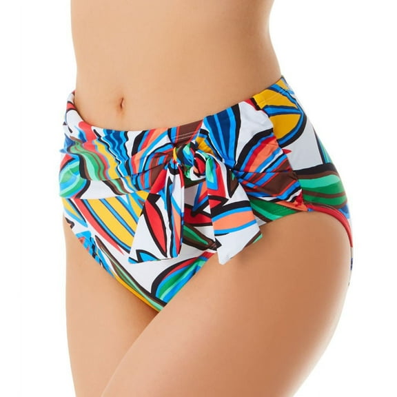 Women's Bleu Rod Beattie L20572 Lush Life High Waist Tie Draped Swim Bottom (White 14)