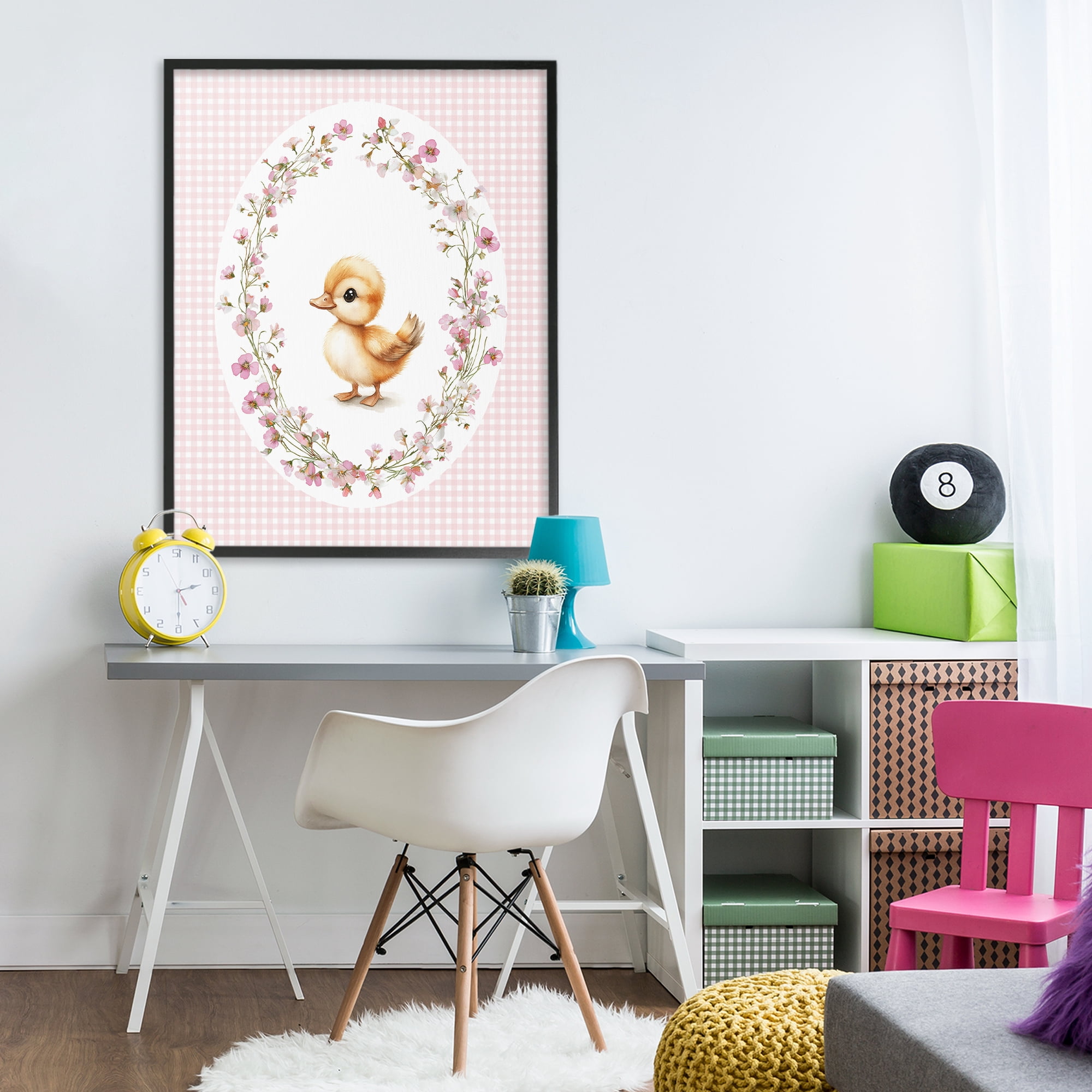 Stupell Industries Spring Gingham Duckling Black Framed Giclee Art, design by Christine Simpson Art