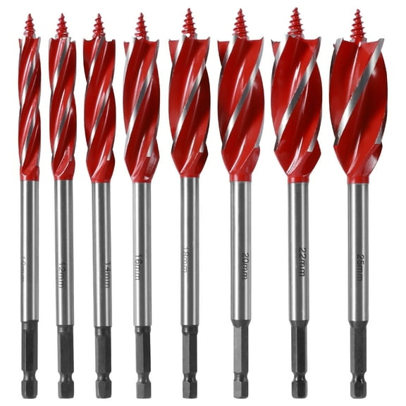 TMWEFUSC 8Pcs Drill Bit Set, Woodworking Tools, Carpenter Tools, Auger Drill Bit, Drill Auger, 10-25mm Self-Tapping Hex Shank Wood Hole Drill Bit Precise Deep Drill Bit for Hardwood Plastic