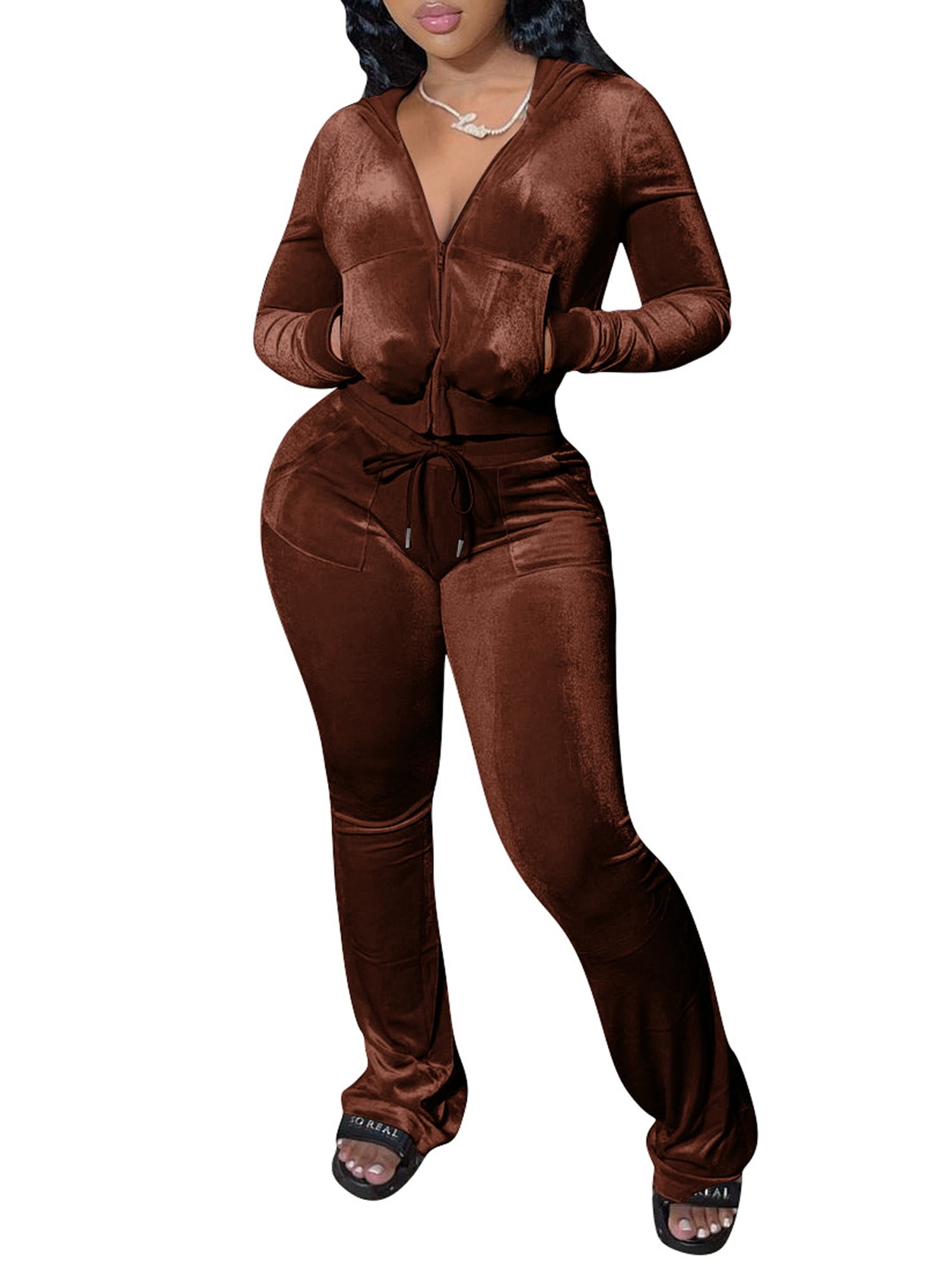 velvet two piece set tracksuit