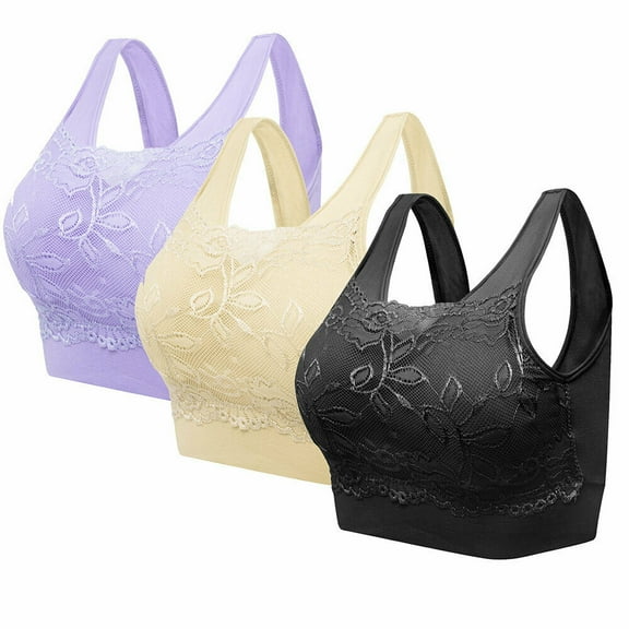 Women Yoga Sports Bra Padded Seamless Lace Stretch Crop Top Vest Yoga Workout