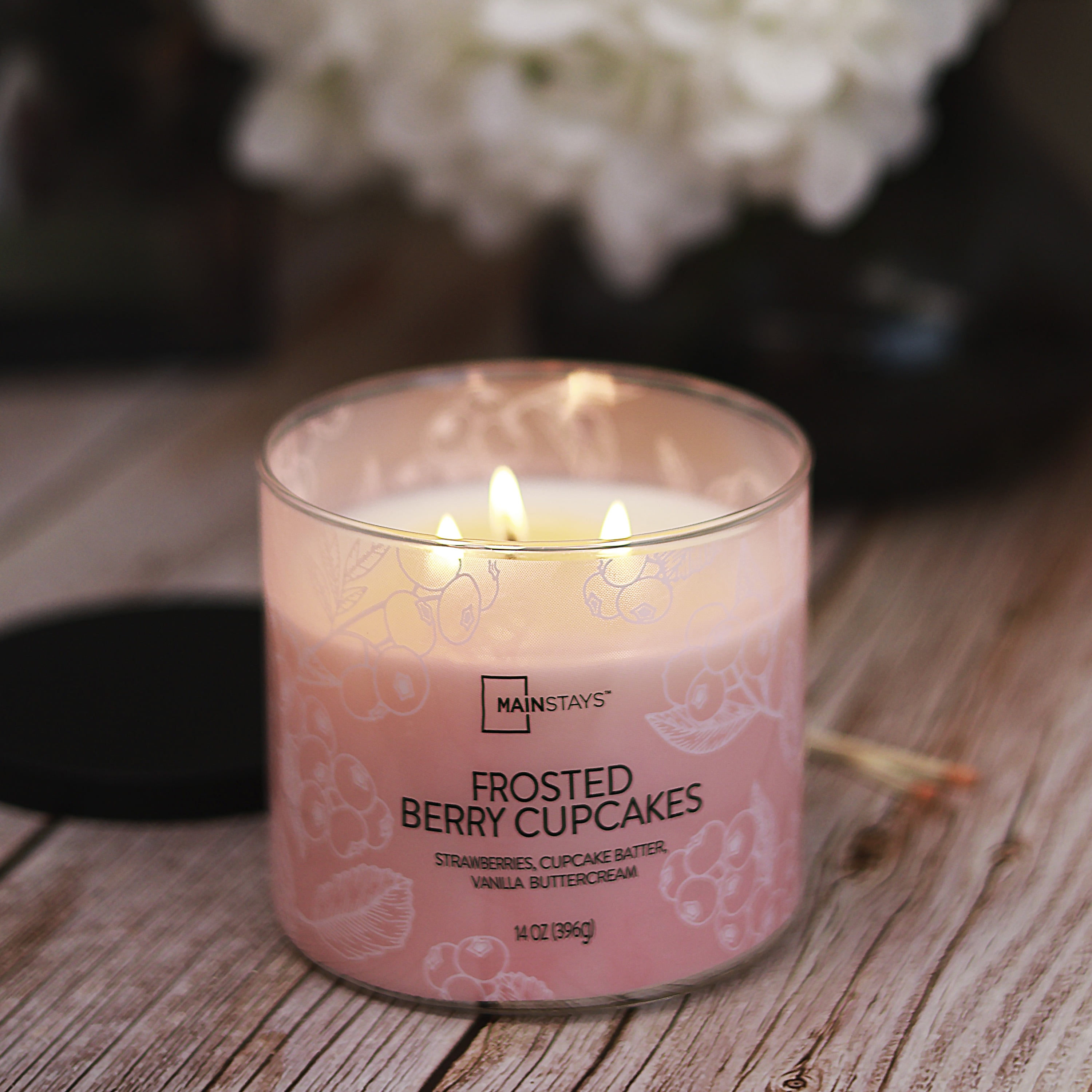 Mainstays 3-Wick Textured Wrapped Frosted Berry Cupcake Scented Candle, 14 oz, MAINSTAYS PL MS 14OZ BERRY