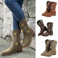 thumbnail image 4 of Western Boots Chunky Heel Embroidered Cowboy Boots Square Toe Boots for Women, 4 of 10