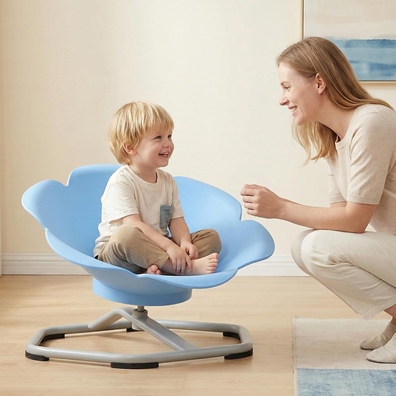 OLAKIDS Sensory Spinning Chair, Flower Shape 360° Swivel Seat for Autistic Kids Autism ADHD Children with Non-Slip Design, Sit and Spin Toy for Body Balance Coordination Training