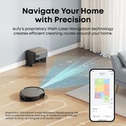eufy C10 Robot Vacuum Self Emptying, 8 Weeks Hands Free, Advanced Smart Mapping with LiDAR Navigation, Edge Expansion Brush for Pet Hair, Carpet Detection