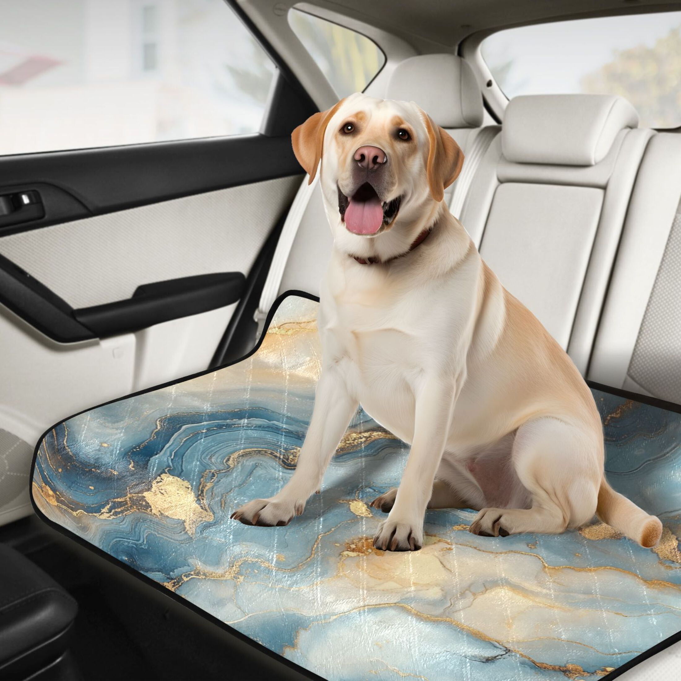 Qxltty Gilt Cyan Pattern Cat litter Pads Pet Set of 3 Diaper Mats Center Anti-leakage Layer Absorbent Soft and Comfortable