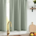 thumbnail image 5 of Linen Textured Tier Curtains 36 Inch for Kitchen Windows Farmhouse Cafe Curtains Small Drapes Rustic Light Filtering Half Window for Living Room Laundry Rod Pocket 2 Panels Green, 5 of 6