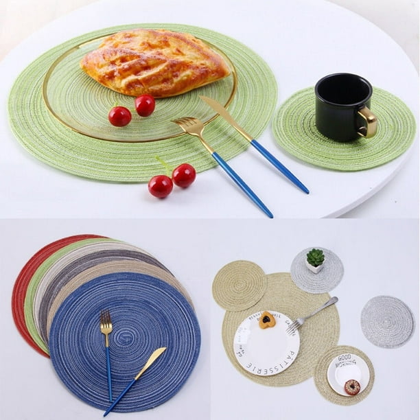 1pc 18 36cm Round Woven Fabric Placemats Table Setting Place Mats