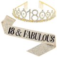 thumbnail image 1 of Women Glittering Rhinestone Letter Print Sash Tiara Set Birthday Party Supplies, 1 of 5