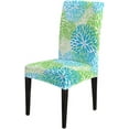 thumbnail image 4 of muroi Spring Dahlia Chair Cover Flowers Pattern Blue Green Washable Stretch Removable Chair Covers Set of 4 for Kitchen Dining Room Hotel, 4 of 6