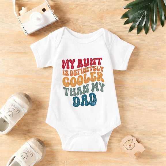 "Aunt is Cooler Than Dad" Baby Bodysuit - Unisex Infant Onesie 0-24 Months | Cute Auntie Gift, Baby Shower Outfit for Newborn Boy or Girl