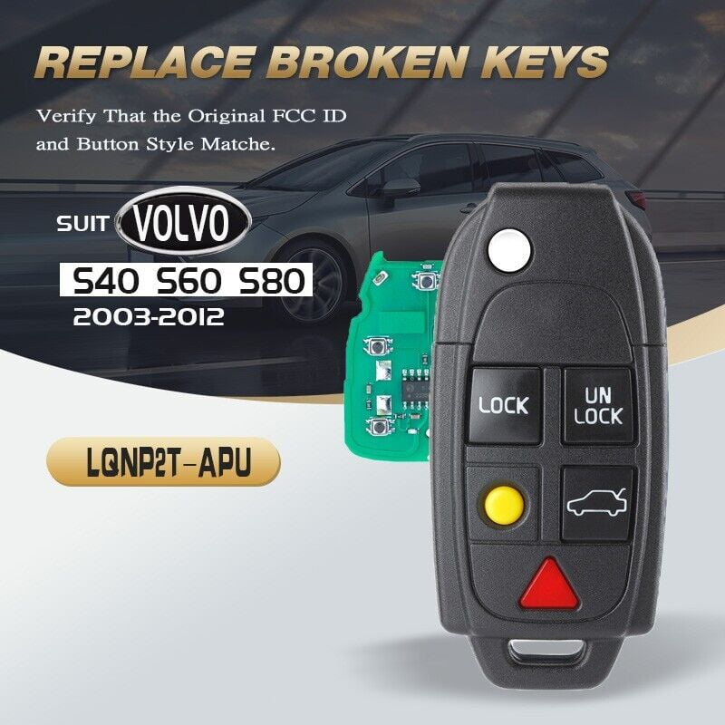 Flip Key Fob Remote for Volvo S60 2004 2005 2006 2007 2008 2009 2010
