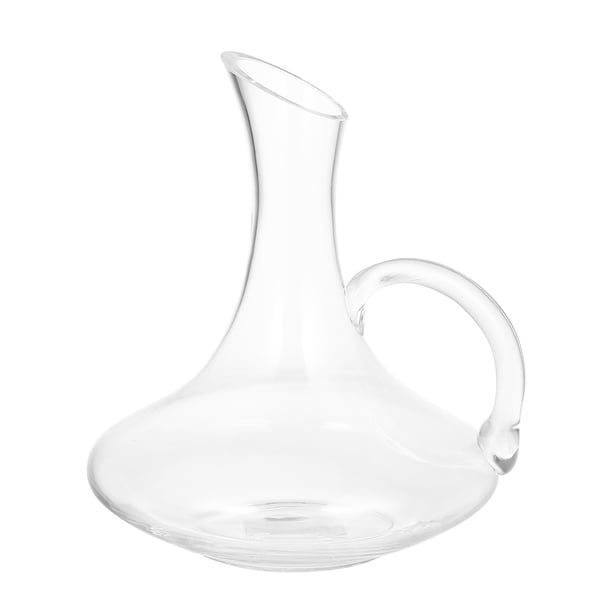 Decantador de whisky de vidrio, botella de whisky, dispensador de bebidas con asa decorativa.