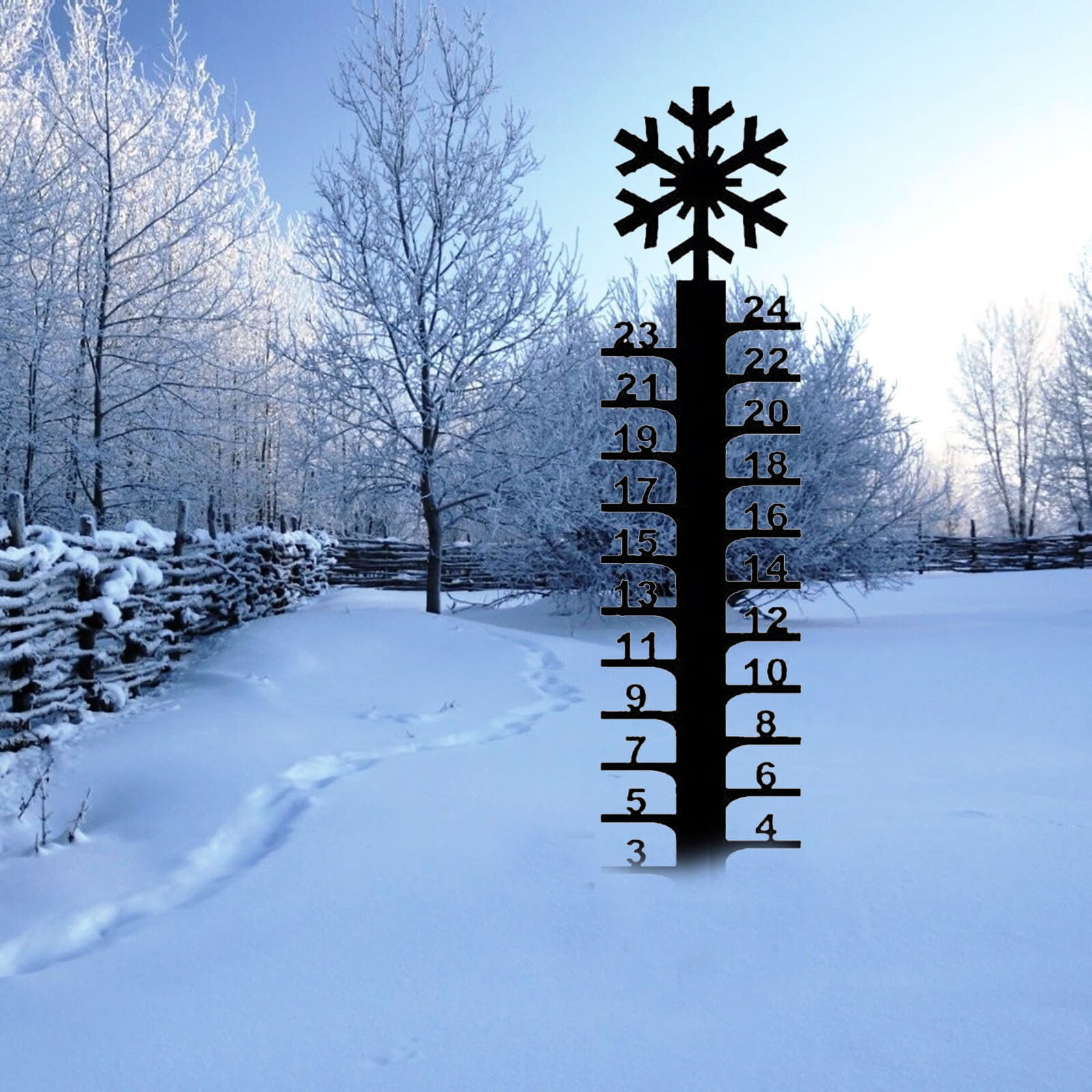 Snowflake Snow Gauge Measuring Gauge, Handmade Metal Yard Snow
