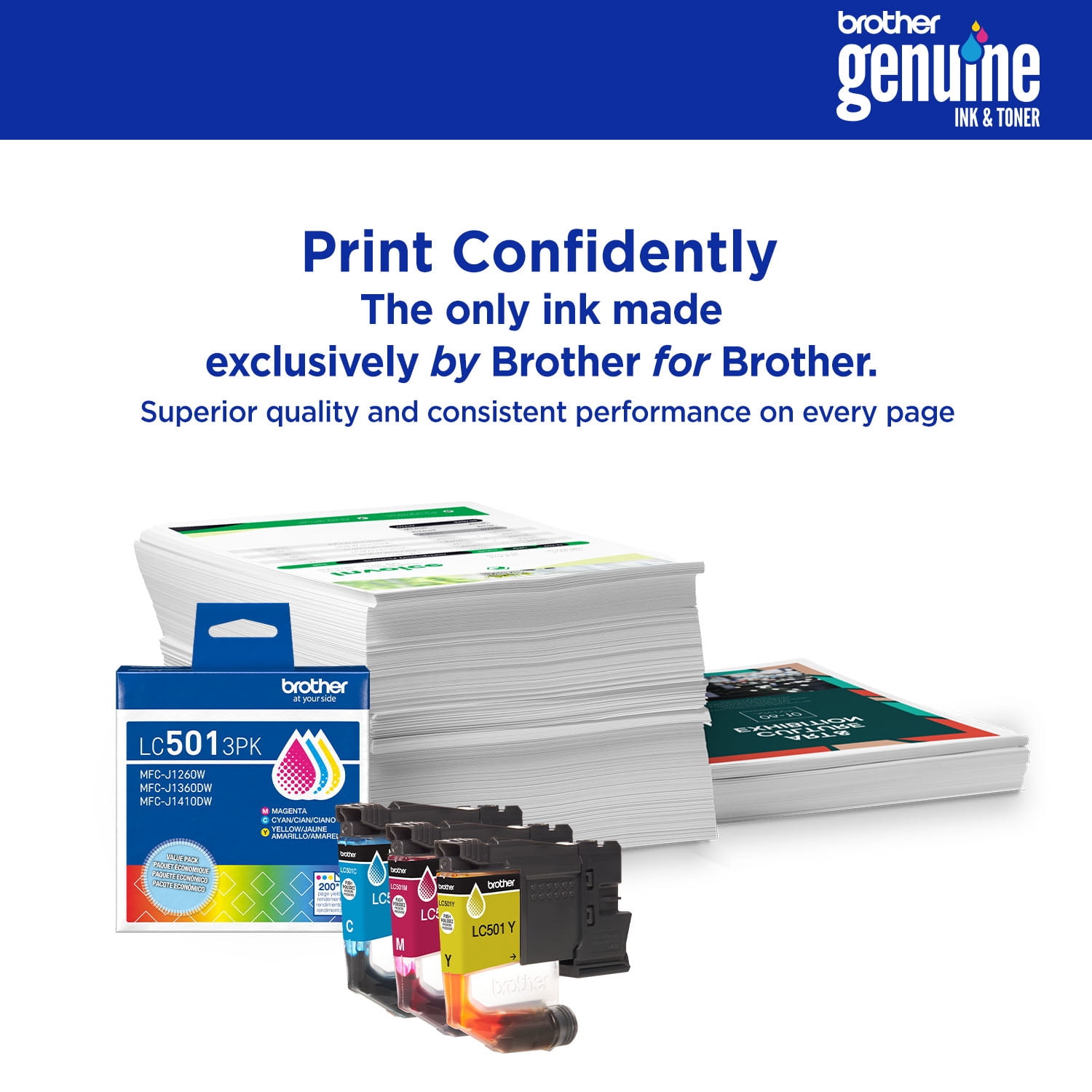 Brother Genuine LC501XL3PK 3-Pack High Yield Cyan, Magenta, and Yellow Ink Cartridges
