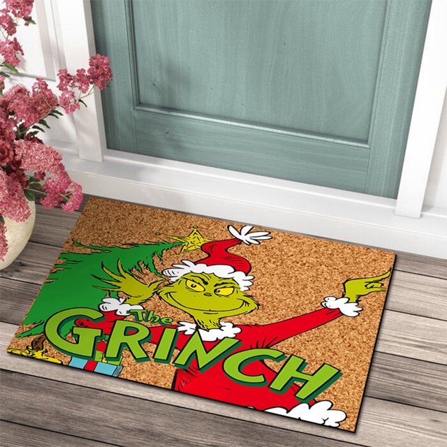 Christmas Grinch Rugs & Doormats Christmas Door Mat Outdoor Welcome Mat For Front Door, Entryway Christmas Carpet, 23.7X 15.9 Inch Funny Door Mats , Anti-Slip Rug Decorations For Home