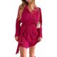 thumbnail image 4 of VISgogo Vestido de camisa con botones para mujer, mini vestido plisado de manga larga con cuello en V y cinturón VISgogo moda, 4 of 9