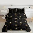 thumbnail image 3 of Manfei Bohemian Galaxy Sun Bedding Comforter Set for Teen, Hippie Tribal Moon Twin Comforter Sets, Black Gold Reversible Bedding Set, Luxury Bedroom Decor, 2 Pieces, 3 of 9
