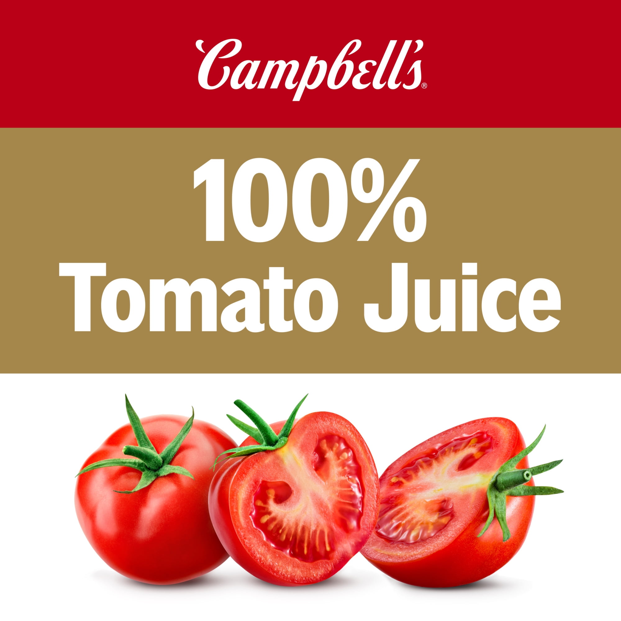 (6 pack) Campbell’s 100% Tomato Juice, 64 fl oz Bottle