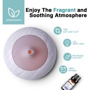 550ml Wood Grain Essential Oil Diffuser with Remote - 6 Oil Blends Bundle, 7 Color LED Mood Lighting, Ultra-Quiet Humidifier for Home, Office, Yoga