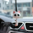 thumbnail image 6 of Car Rearview Mirror Foxes Pendant Ornament - Cute Cartoon Fox Decoration, Plastic Black White Gray, 6.5x3.5x3 cm Lightweight Hanging Charm for Car Interior Keychain Bag Accessory, 6 of 6
