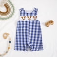 thumbnail image 2 of KPOPLK Baby Boys Girls Gingham Short Romper Overalls Embroidery Sleeveless Jumpsuit with Crotch Snaps,Size 0-3 Months, 2 of 7