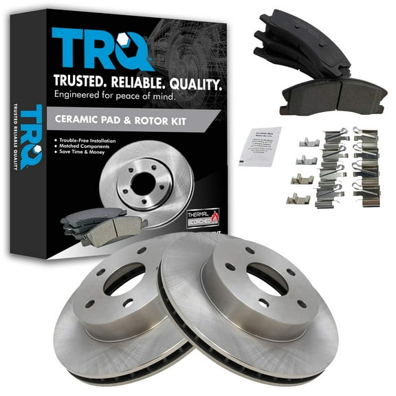 TRQ Front Brake Pad & Rotor Kit Brake Pads Brake Rotor Ceramic Fits Select 1999-2004 Jeep Grand Cherokee