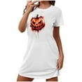 thumbnail image 3 of Pyjamas d'Halloween pour Femmes, Grande Taille, Robe de Nuit Courte avec Imprimé Poitrine et Col Rond, Tissu Polyester Doux pour un Sommeil Confortable Ou Tenue Décontractée, 3 of 3