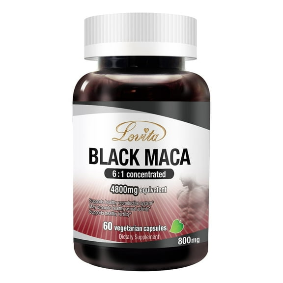 Lovita Peruvian Maca Root Capsules, 4800mg, 6:1 Concentrated Extract, Energy & Vitality Support, 60 Vegetarian Capsules