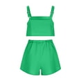 thumbnail image 5 of REORIAFEE Women Summer 2023 Casual Outfits Lounge Set Tracksuits Sweatsuit Workout Sets 2023 Women's Fashion 2 Piece Outfits Linen Sleeveless Crop Top Shorts High Waist Set Pockets Green M, 5 of 7