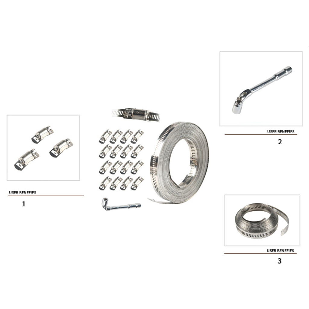 WINDLAND 304 Stainless Steel Hoses Clamps Assortments Rack Large Adjustable Hoses Clamps Pipe Clamps Metal Clamps Attachment