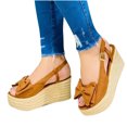 thumbnail image 4 of OAVQHLG3B Women's Bowknot Open Toe Casual Shoes Solid Comfortable Platform Wedge Sandals Shoes, 4 of 4