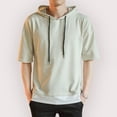 thumbnail image 2 of Jinda Men's Short Sleeve Hoodie Soft Summer Contrast Color Illusion Layered Loose Fit Cotton Tshirt Side Split Casual Fashion Hooded Top Light Green Large, 2 of 4
