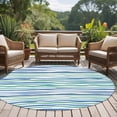 thumbnail image 5 of Round Area Rug 5ft,Oceans Style Striped Washable Carpet Non-Slip Runner Accent Rugs Indoor Floor Mat for Bedroom Living Room Decor,Blue-green Geometric Line, 5 of 9
