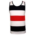 thumbnail image 1 of Playera George para Hombre, de Material Sustentable Sin Mangas Rayas Horizontales Blanco, Negro y Rojo Talla CH, 1 of 3