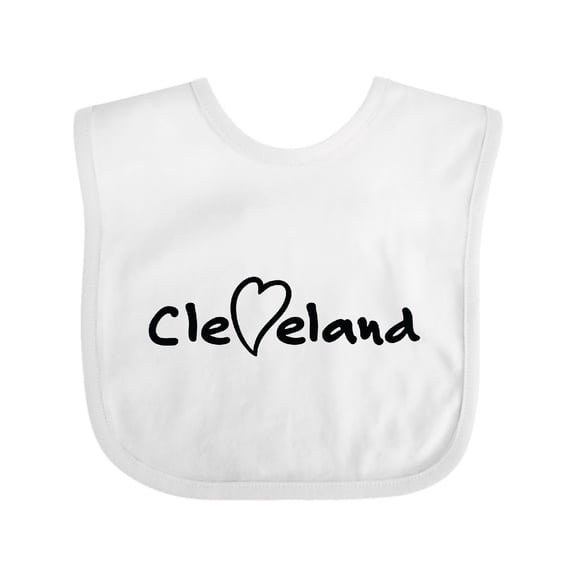 Inktastic Cleveland Heart Handwriting Black Boys or Girls Baby Bib