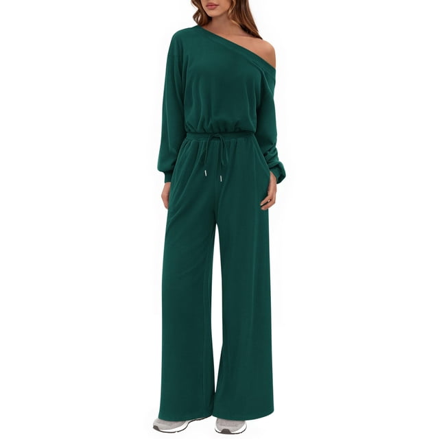 Mono Enterizo PRETTYGARDEN Mujer Hombros Descubiertos Pierna Ancha Suelto M