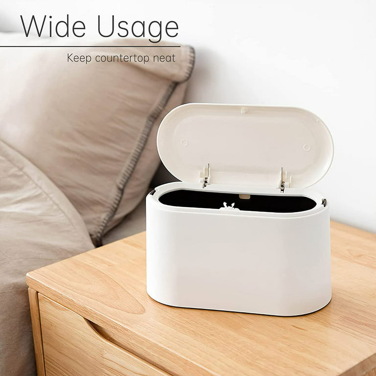 Mini Trash Can with Lid,Small Can,Desk Can,Countertop Garbage Cans,Tiny  Waste Basket,White,Free 3 roll Bags 