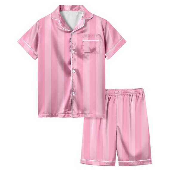 HAYIMI Girls Pajama Set Short Sleeve Button Lapel Blouse Tops And Shorts Two Piece Soft Sleepwear Kids Comfortable Loungewear Casual Homewear, 8-9 Years