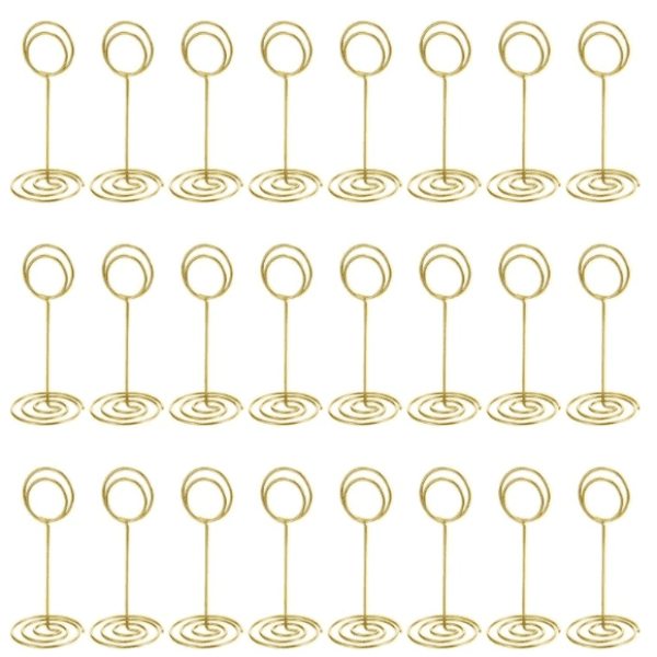 30-Pack Gold Metal Ring Clips - DIY Craft Wire Holders For Table Cards, Notes, Photos, Wedding Decor