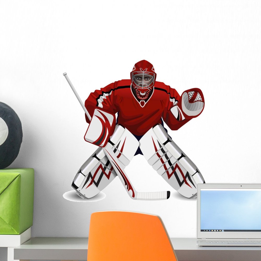 Hockey Goalie Wall Mural Decal by Wallmonkeys Vinyl Peel and Stick